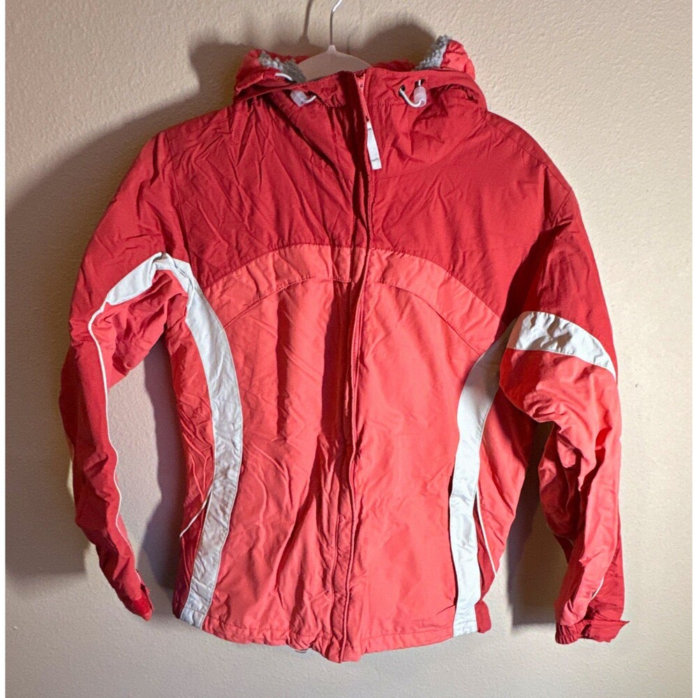 Columbia Women’s Hooded Full Zip Jacket Size M Pink/White Colorblock